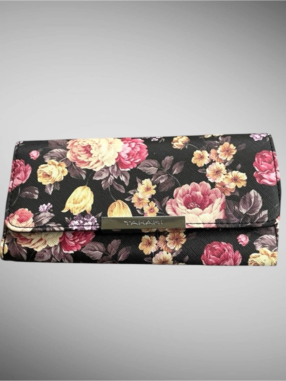 Tahari Floral Trifold Long Wallet RFID NWT